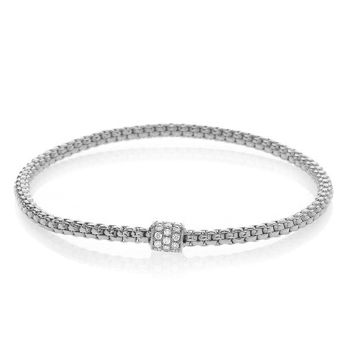 0.19ctw, 18K White Gold Tresore Stretch Bracelet - Gunderson's Jewelers