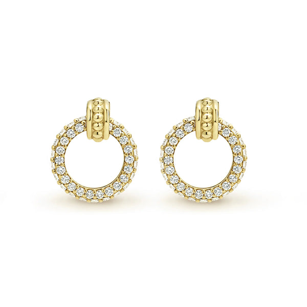 18K Gold Circle Diamond Stud Earrings