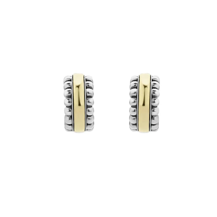 Two-Tone Flute Huggie Earrings