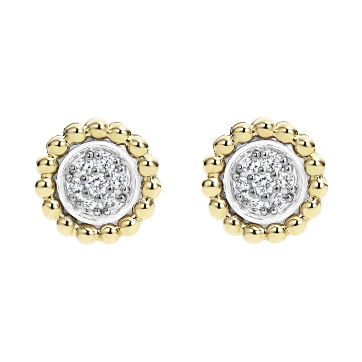 Two-Tone Caviar Diamond Stud Earrings
