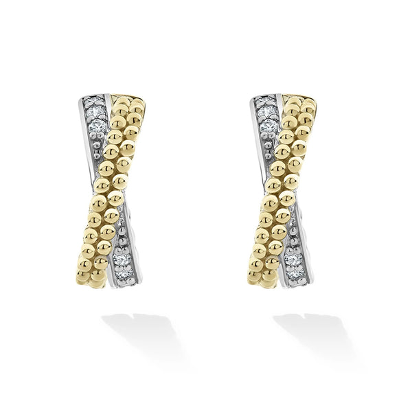 Two-Tone Caviar X Huggie Earrings
