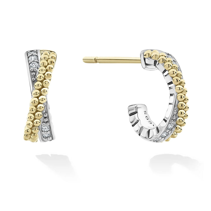 Two-Tone Caviar X Huggie Earrings