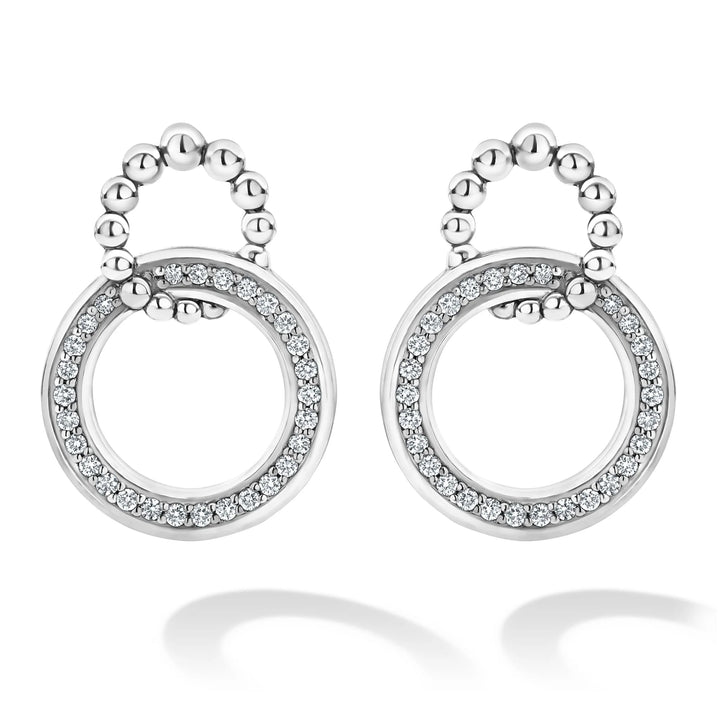 Double Circle Diamond Caviar Earrings