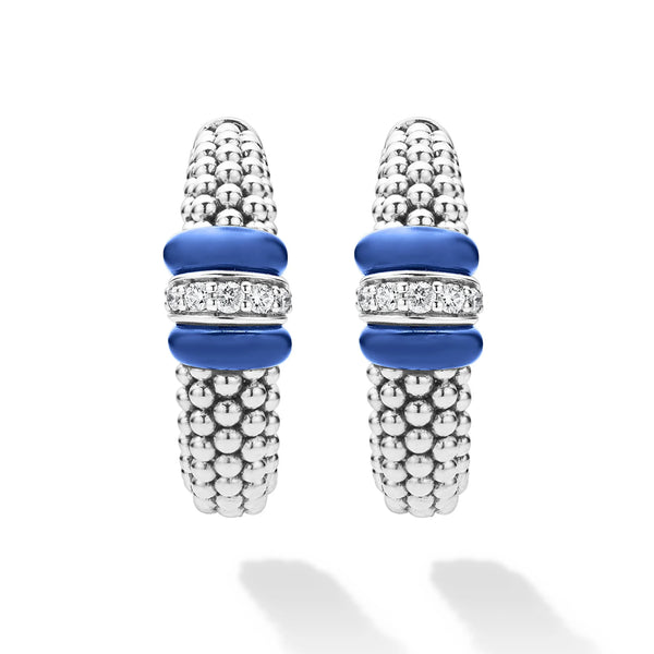 Ceramic Caviar Diamond Hoop Earrings