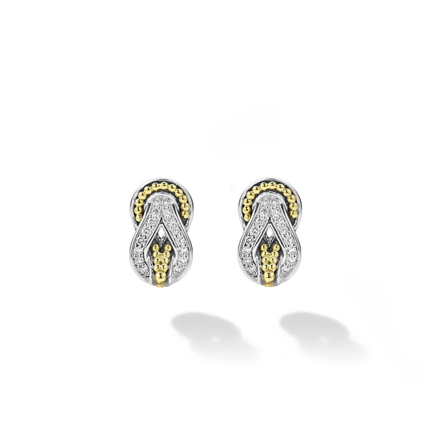 Two-Tone Knot Diamond Stud Earrings