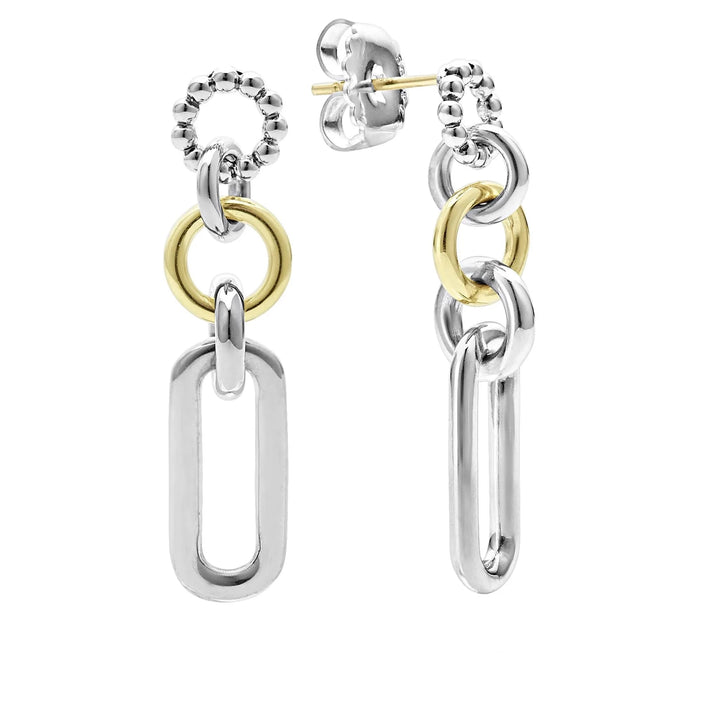 Two-Tone Link Drop Earrings