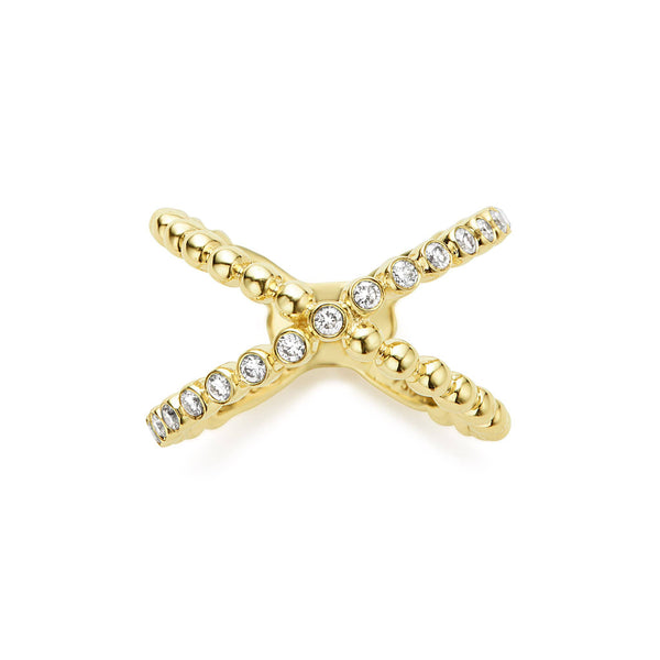 18K Gold X Diamond Ring