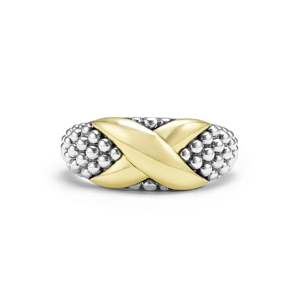 Two-Tone X Caviar Ring