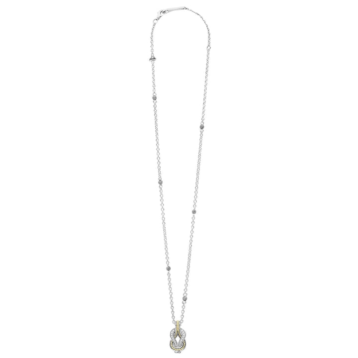 Two-Tone Knot Diamond Pendant Necklace