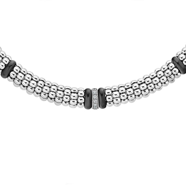 Single Station Diamond Caviar Necklace