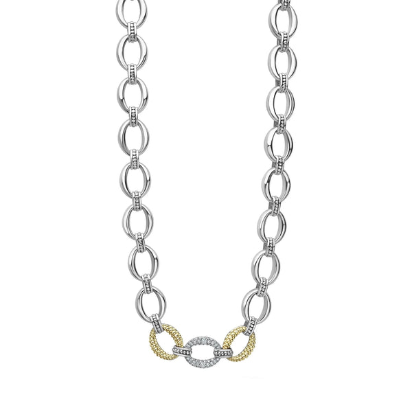 Single Station Diamond Link Necklace