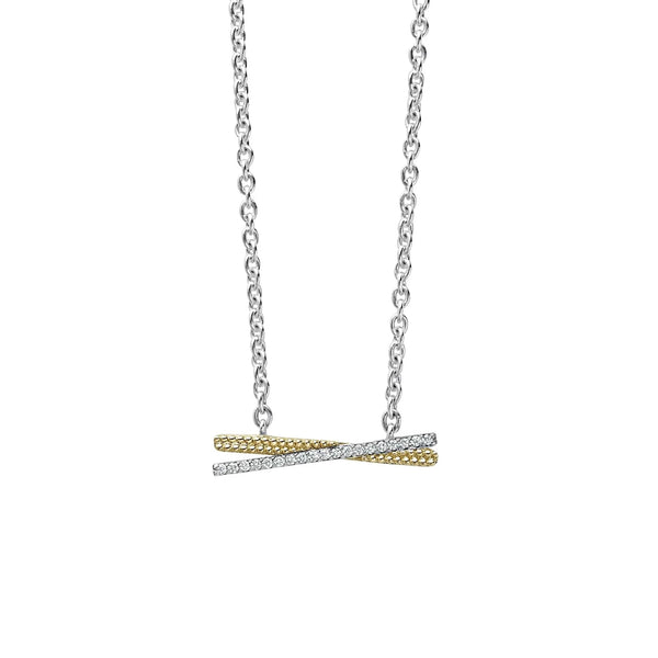 Two-Tone X Diamond Necklace