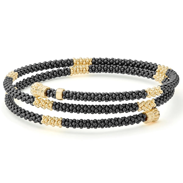 18K Gold Small Station Ceramic Wrap Bracelet