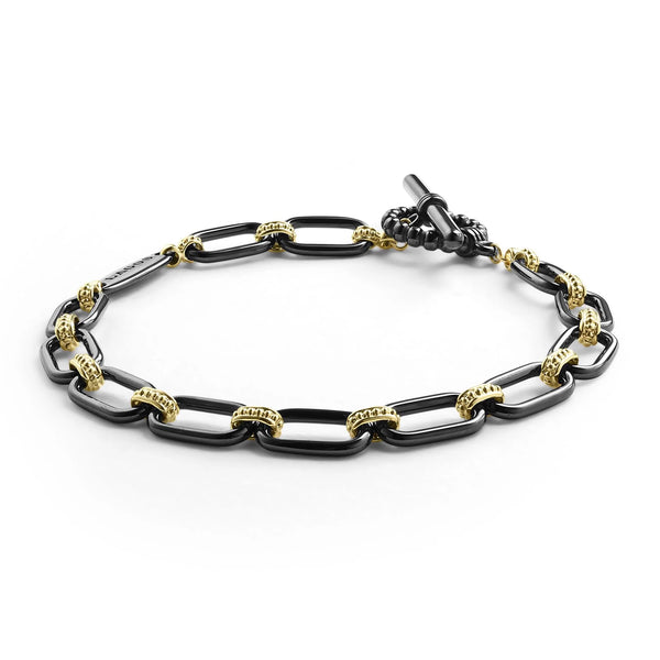 18K Gold and Black Ceramic Link Bracelet