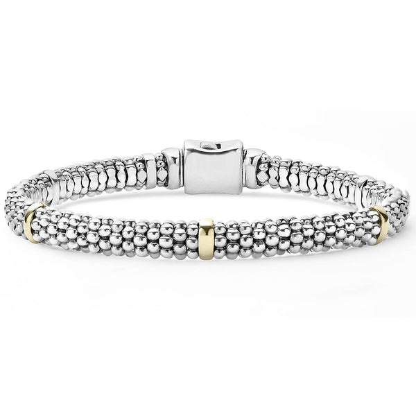 Five Gold Station Caviar Bracelet | 6mm