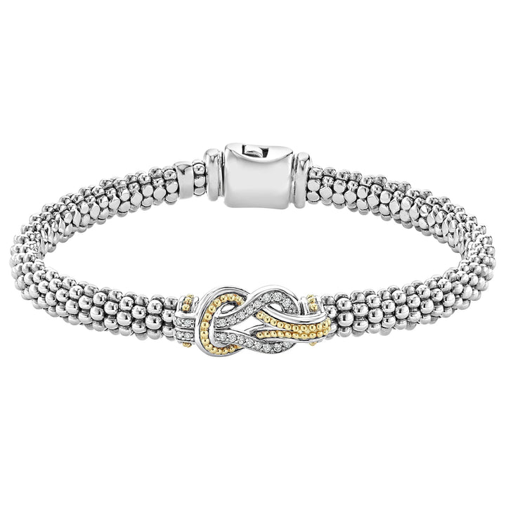 Two-Tone Knot Caviar Diamond Bracelet | 6mm