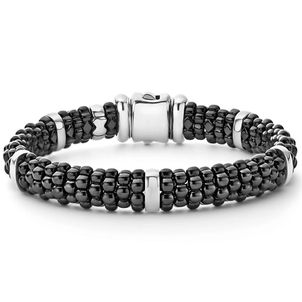 Silver Station Ceramic Caviar Bracelet | 9mm