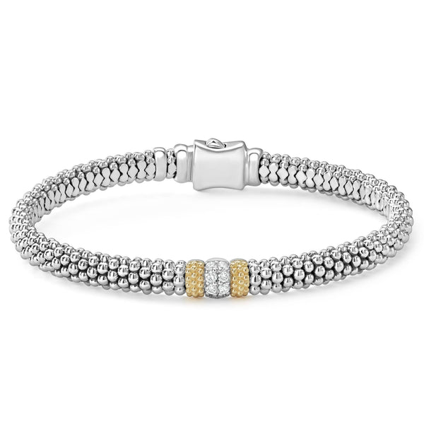 Single Station Diamond Caviar Bracelet | 6mm