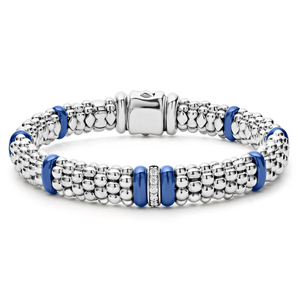 Single Station Diamond Caviar Bracelet | 9mm