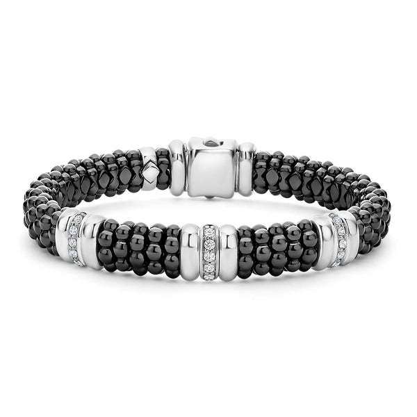 Three Station Ceramic Diamond Bracelet | 9mm