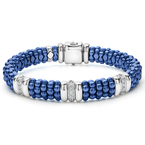 Three Station Ceramic Diamond Bracelet | 9mm