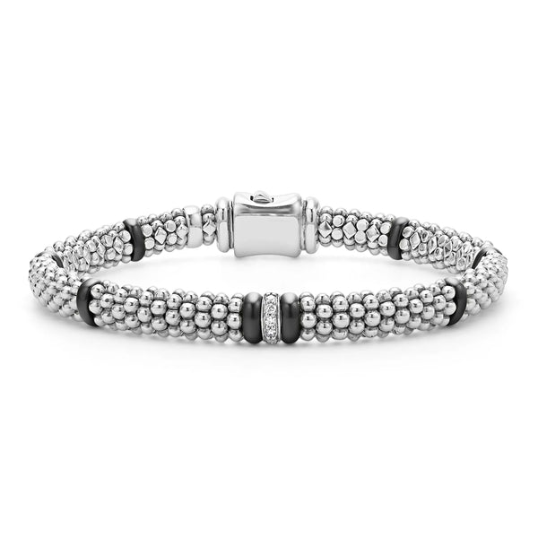 Single Station Diamond Caviar Bracelet | 6mm