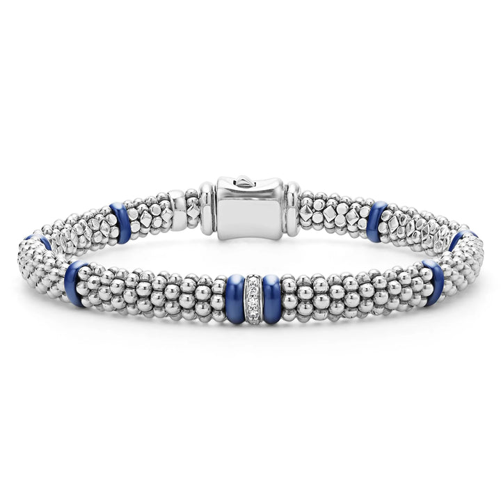 Single Station Diamond Caviar Bracelet | 6mm