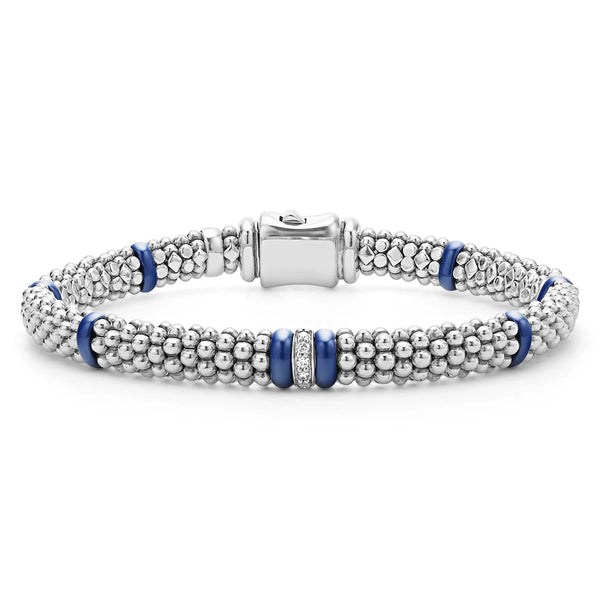 Single Station Diamond Caviar Bracelet | 6mm