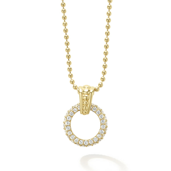 18K Gold Diamond Circle Pendant Necklace