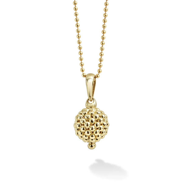 18K Gold Caviar Beaded Pendant Necklace