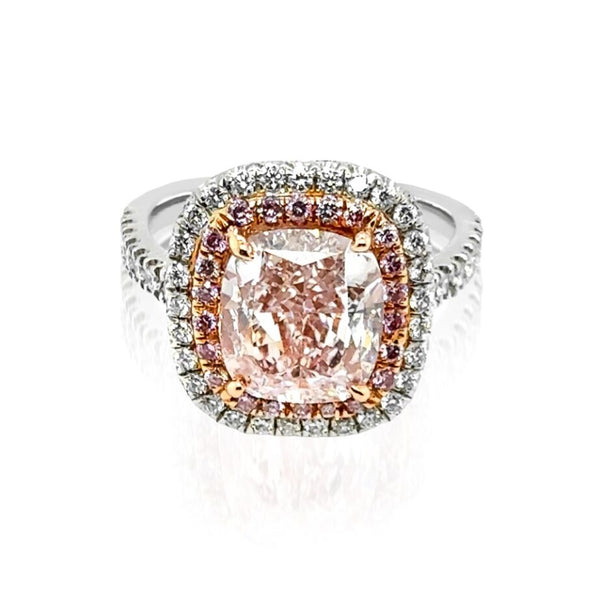 3.17ctw Pink Diamond Double Halo Ring