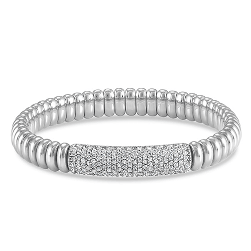 1.10ctw, 18K White Gold Tresore Stretch Bracelet - Gunderson's Jewelers