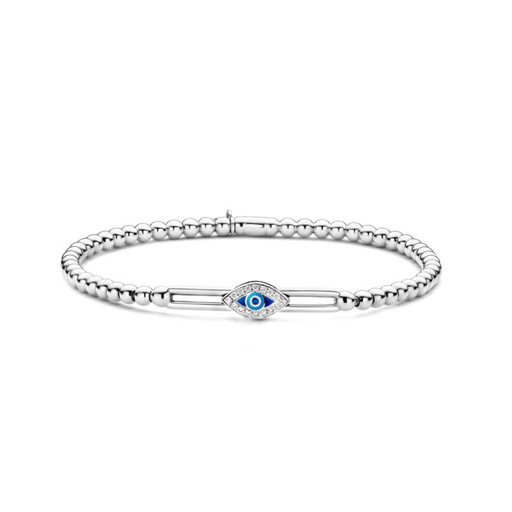 .09ctw, Evil Eye Tresore Stretch Bracelet in White Gold