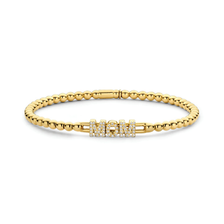 0.15ctw, 18K Yellow Gold MOM Tresore Stretch Bracelet