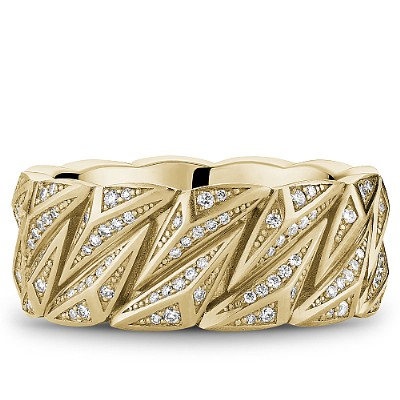 14K Yellow Gold 0.74ctw Diamond Geometric Band