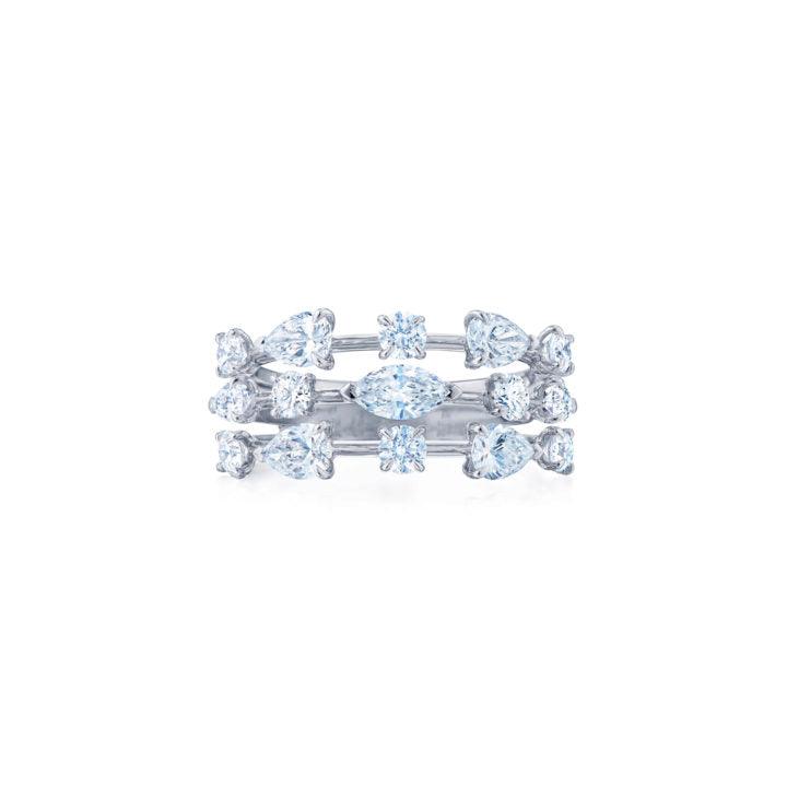 3-Row Ring with Round and Marquise Diamonds - Gunderson's Jewelers