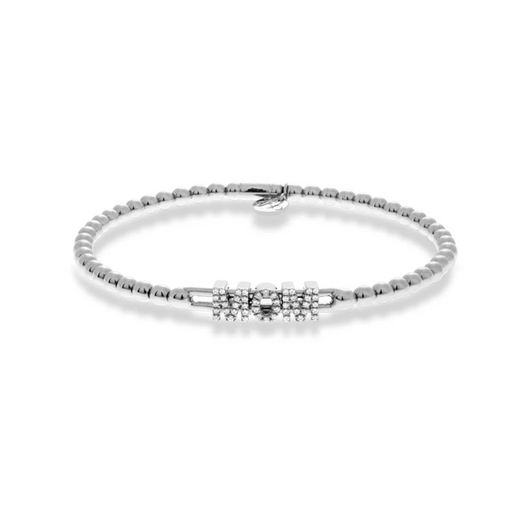 0.15ctw, 18K White Gold MOM Tresore Stretch Bracelet