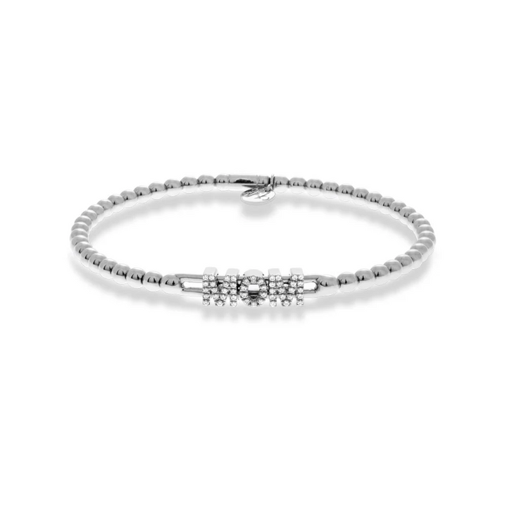 0.15ctw, 18K White Gold MOM Tresore Stretch Bracelet