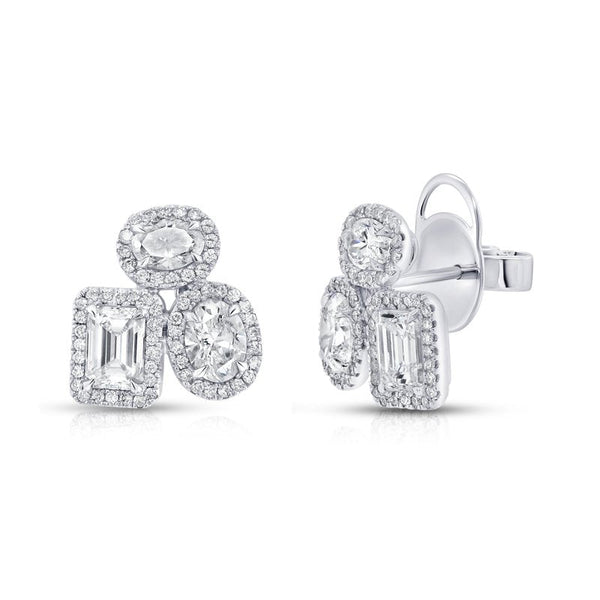 3.56ctw Diamond Halo Stud Earrings