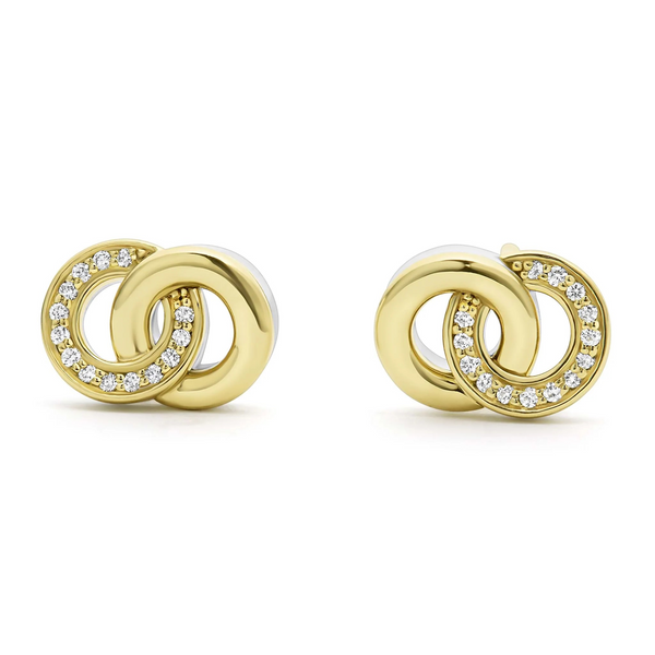 Two-Tone Interlocking Diamond Stud Earrings