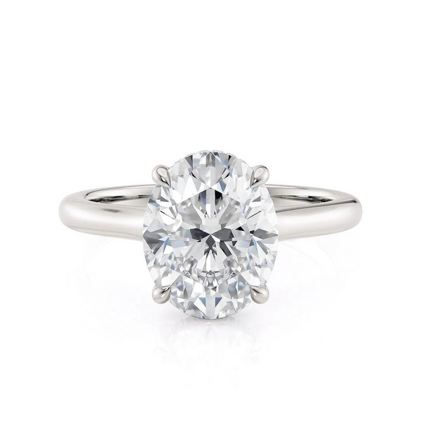 0.08ctw Oval-Cut Hidden Halo Diamond Solitaire