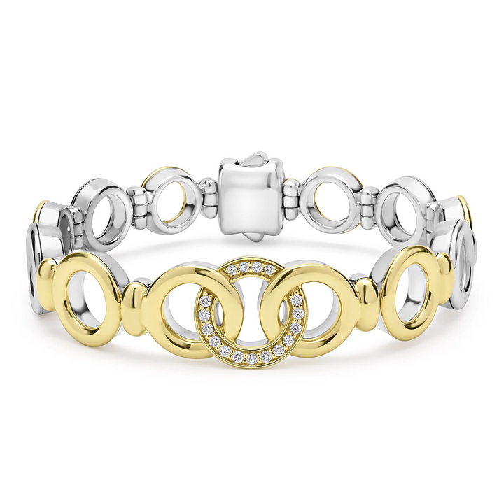 Two-Tone Interlocking Diamond Link Bracelet