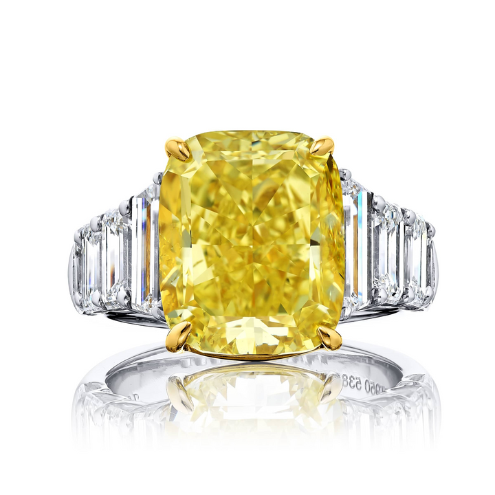 Fancy Yellow Cushion-cut and Emerald-cut Diamond Band