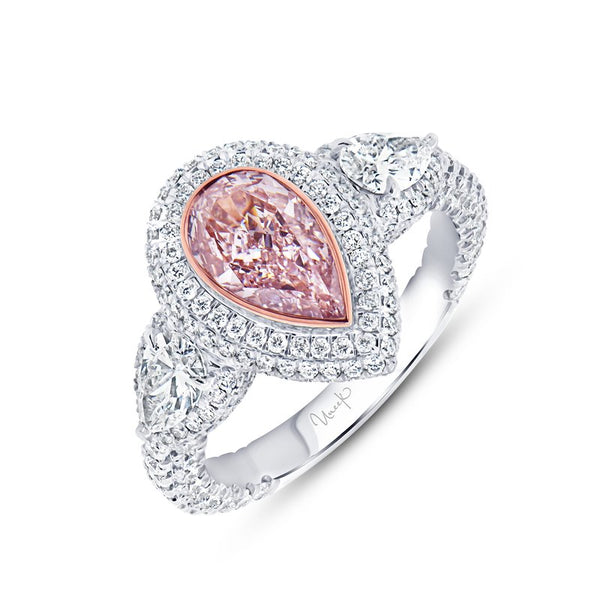 3-Sided Pear Shaped Light Pink Diamond Ring