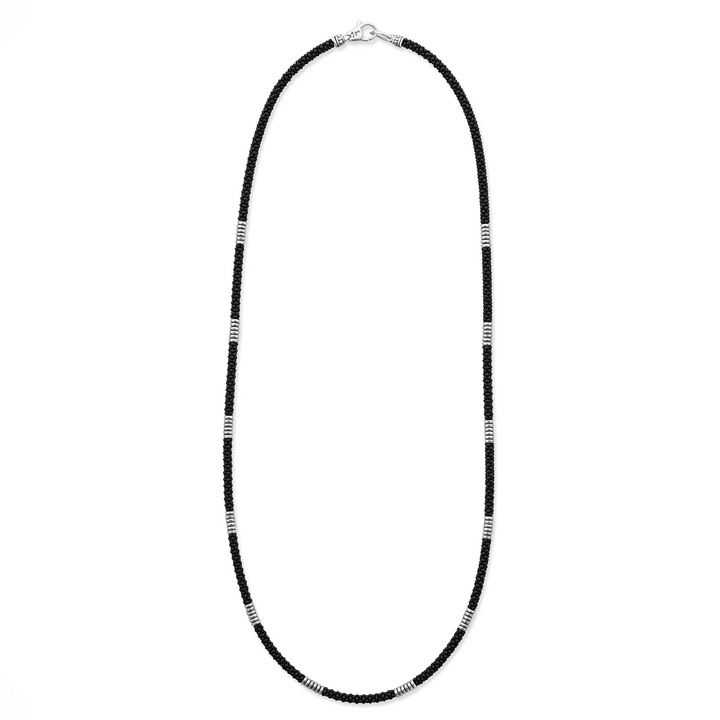 Silver Station Matte Ceramic Beaded Necklace