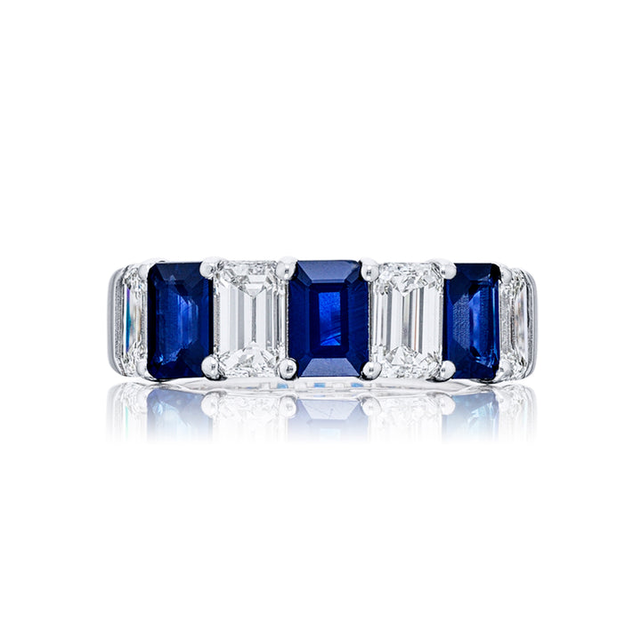 Blue Sapphire & Diamond Band