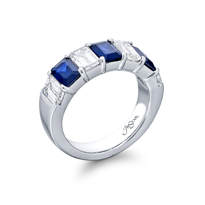 Blue Sapphire & Diamond Band