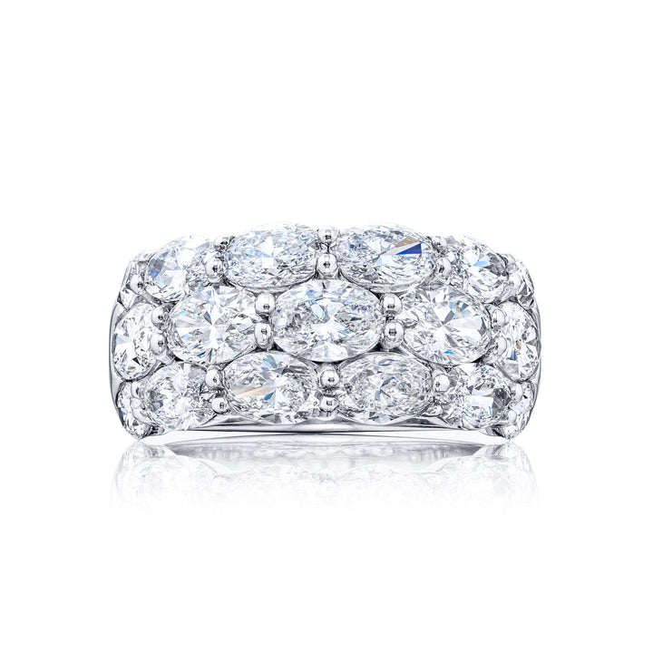 4.80ctw 3-row oval diamond band in platinum