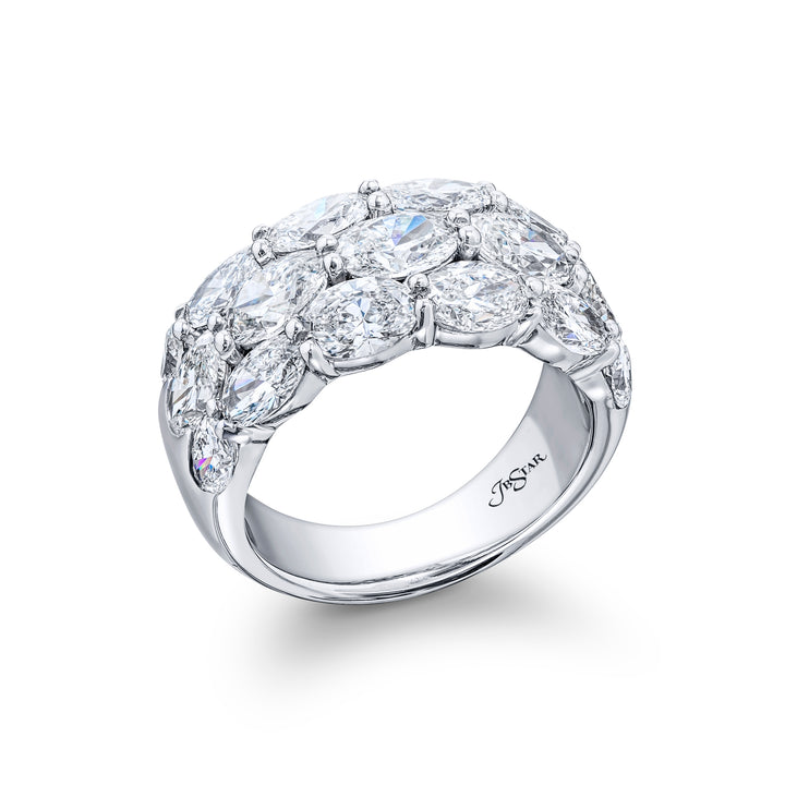 4.80ctw 3-row oval diamond band in platinum