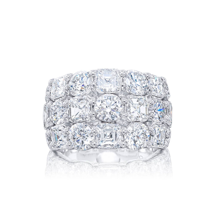 8.06ctw 3-row diamond band in platinum